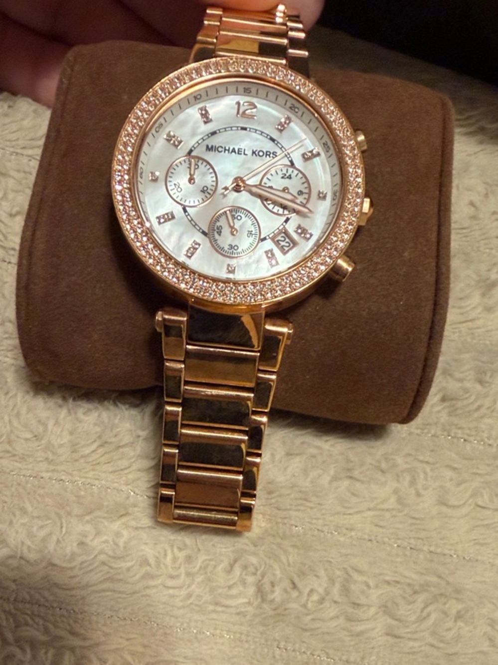 Michael Kors Rose Gold Crystal-Accent Chronograph Watch